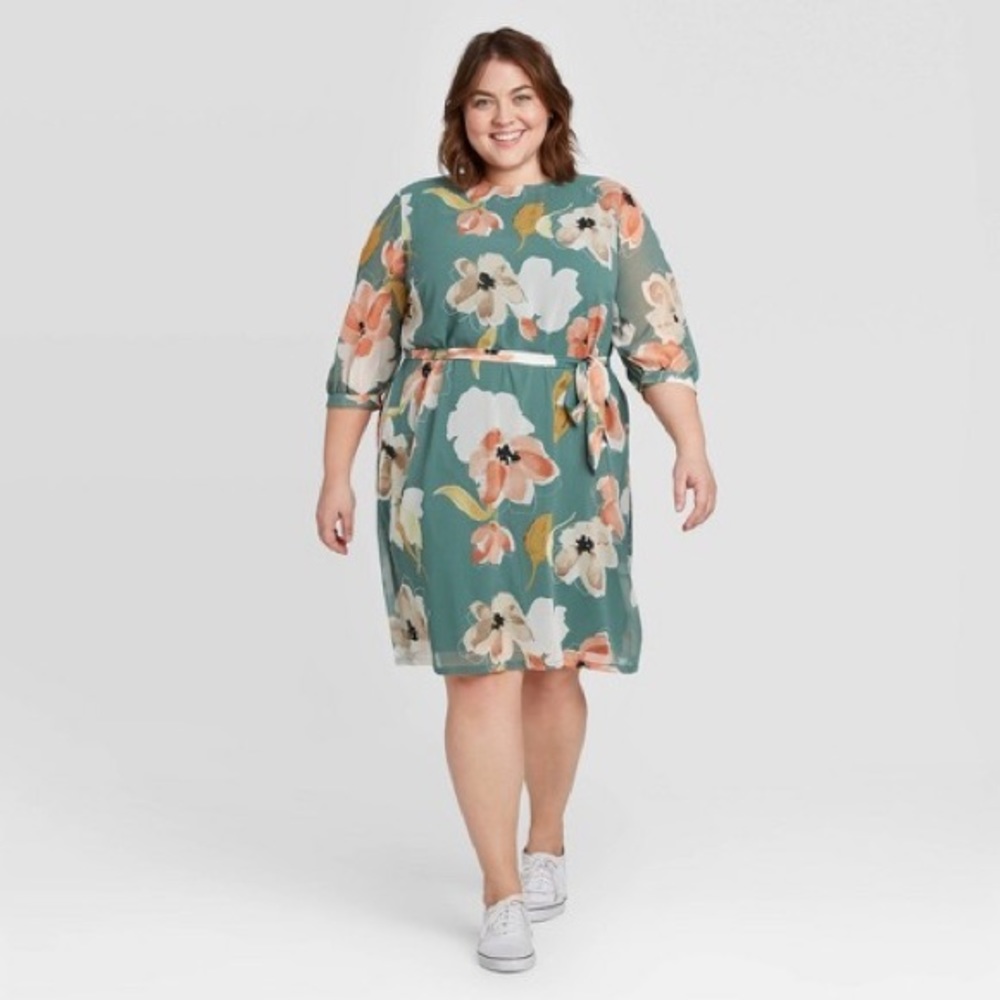 Mint Floral Dress - Plus size